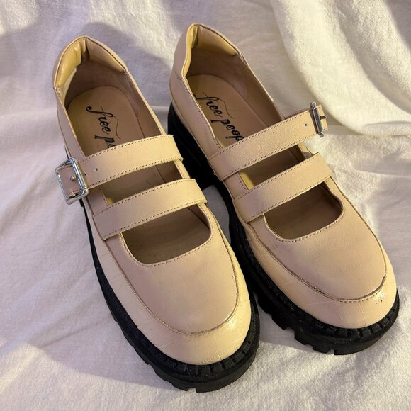 Free People Stella Mary Jane Platform Shoes Size 8 Chunky Heel Retro Boho Style - Picture 1 of 4